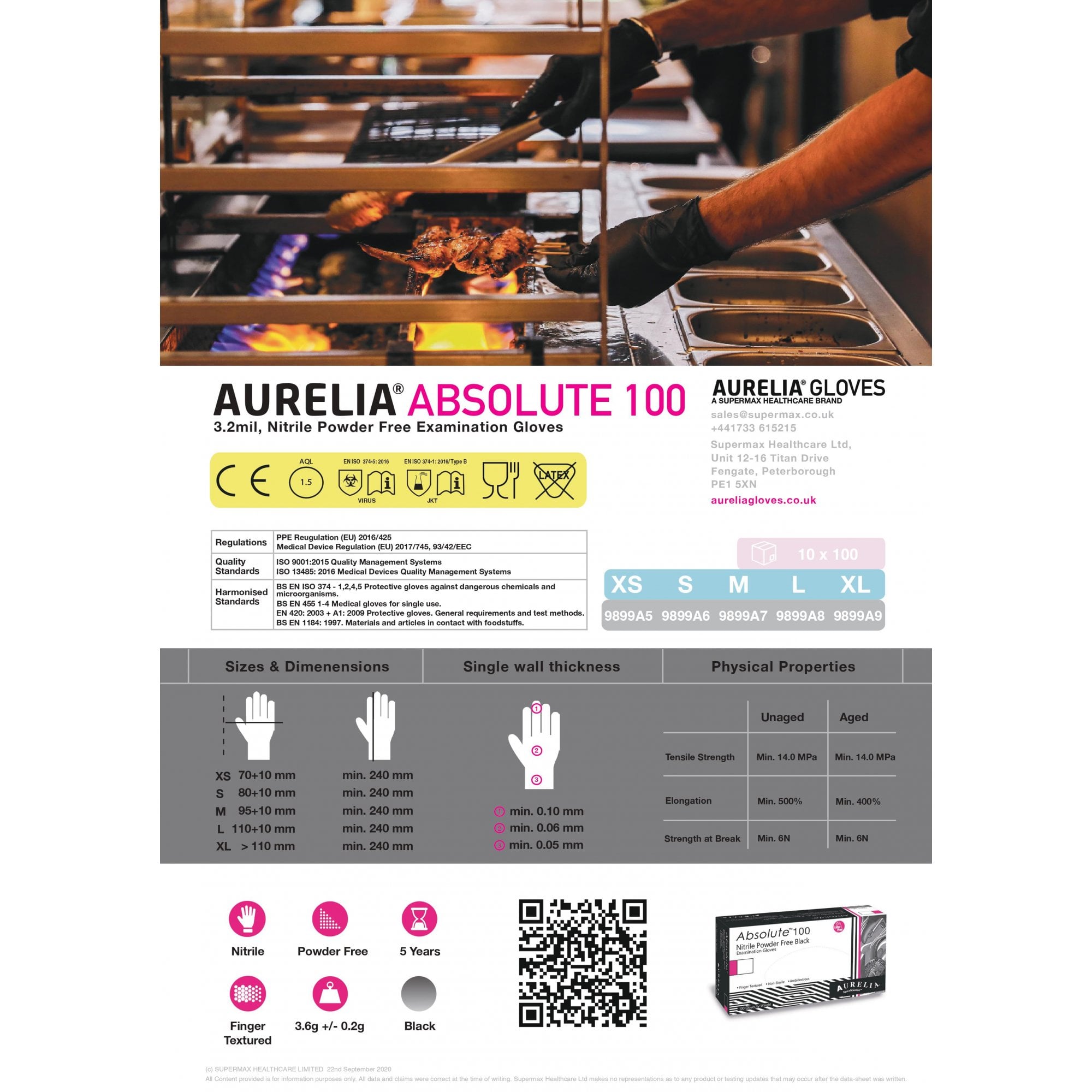 Absolute - Black Nitrile Gloves - Powder Free