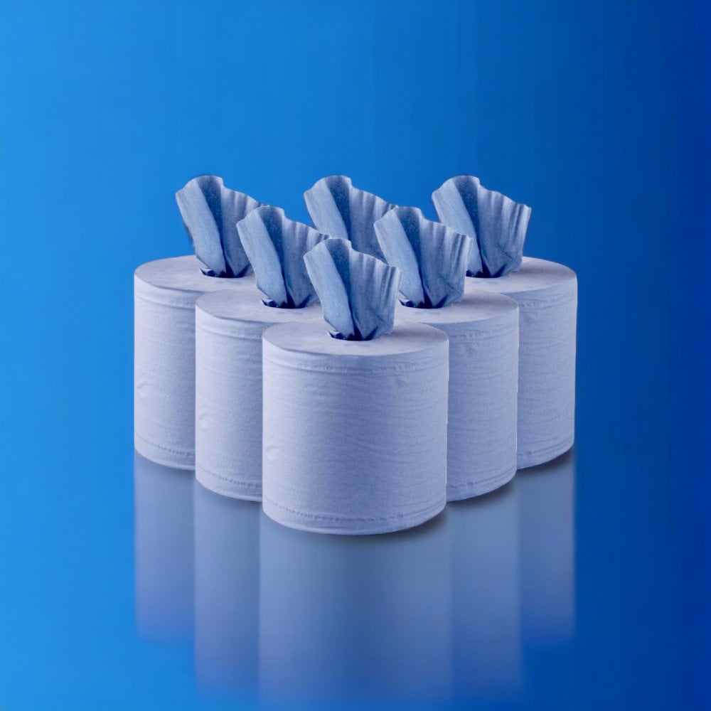 Bundle Offer: 150m 2 Ply Blue Centrefeed Rolls | 6 Cases