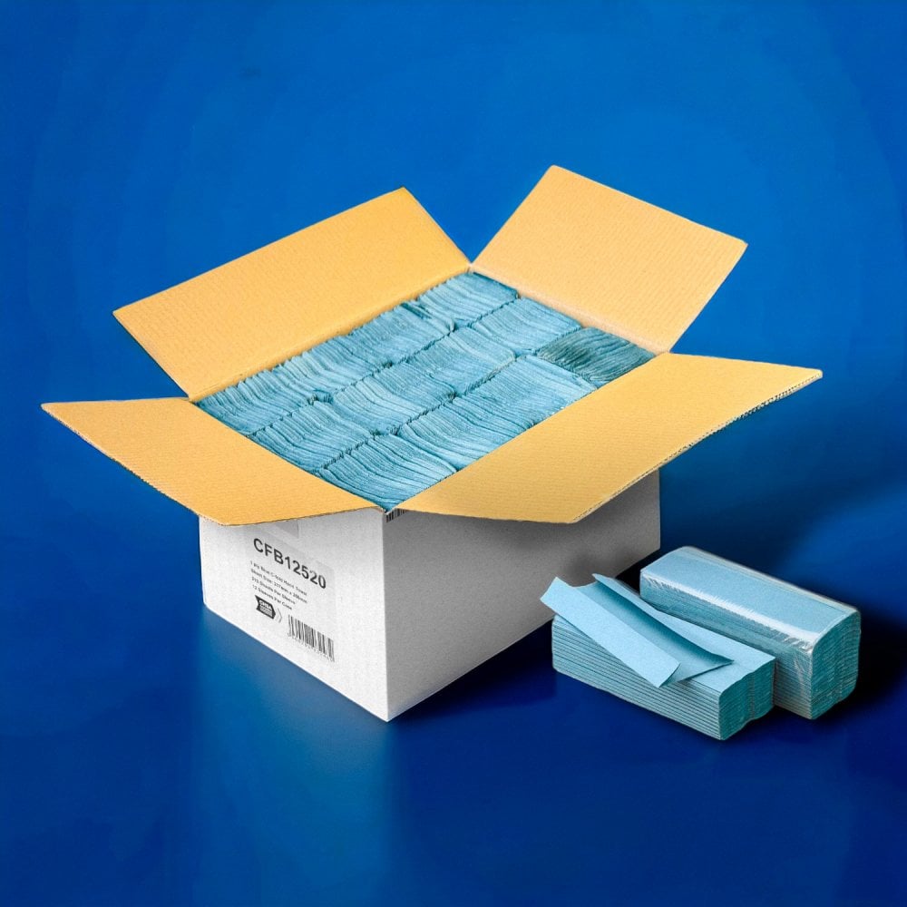1 Ply - Blue - C-Fold - Paper Hand Towels | 4 Cases