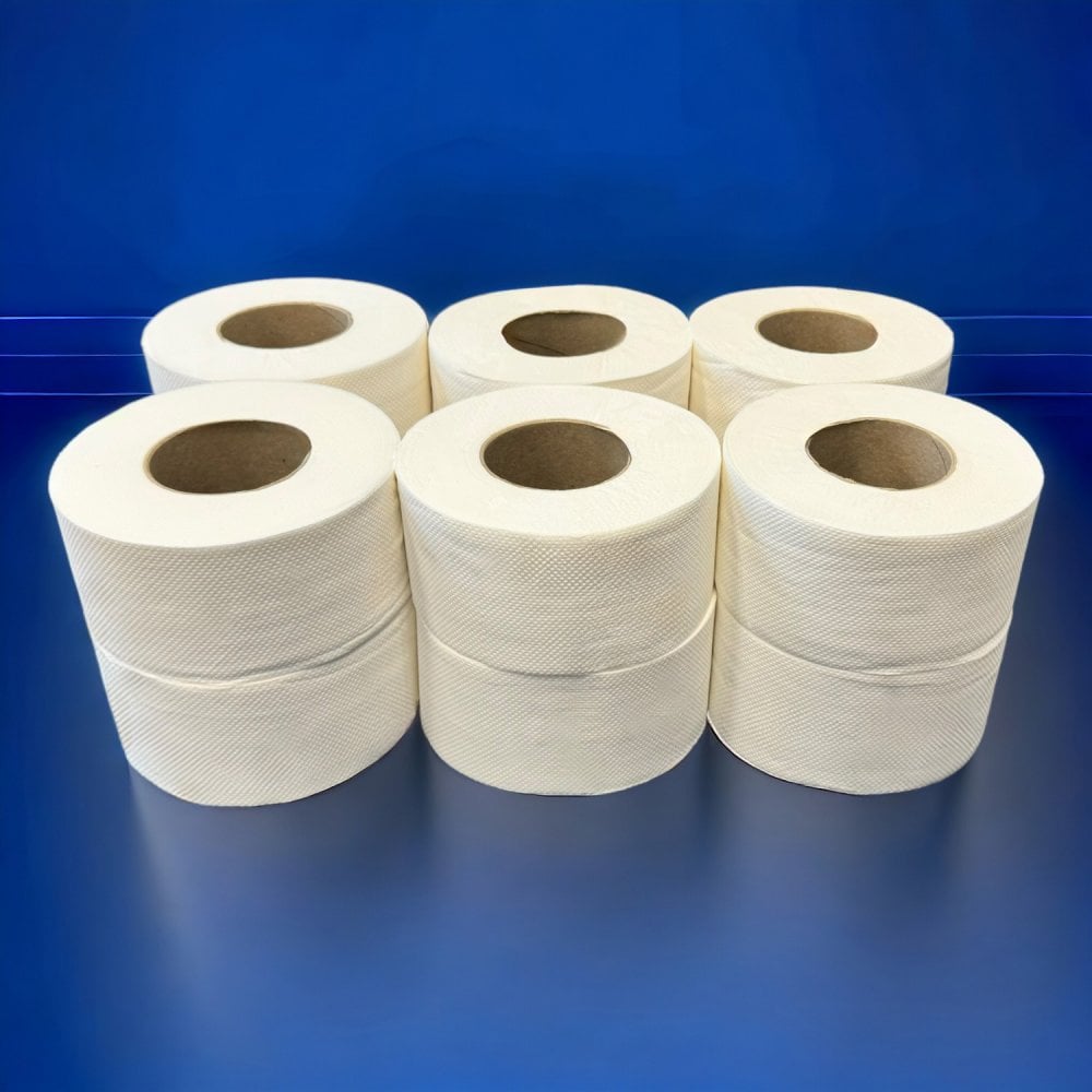 Bundle Offer: £12.75 Per Case - Mini Jumbo Toilet Rolls - 2 Ply - Embossed | 6 Cases