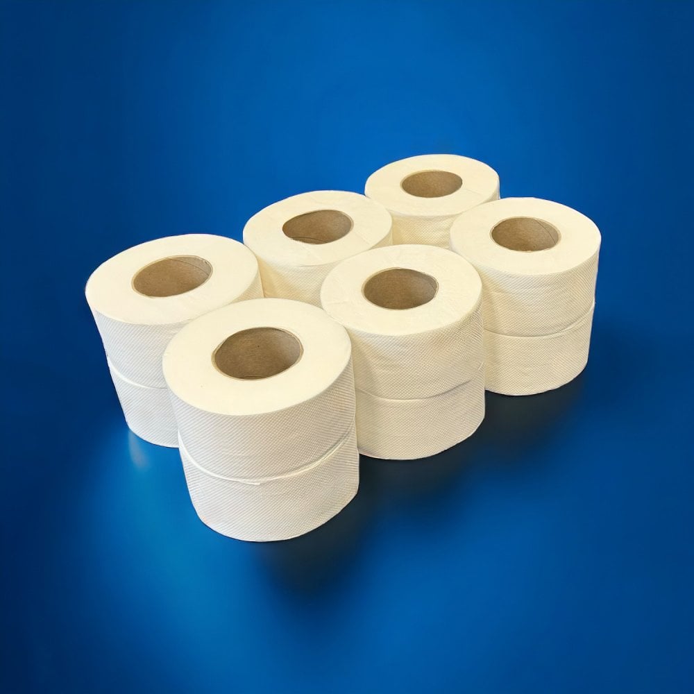 Bundle Offer: £12.75 Per Case - Mini Jumbo Toilet Rolls - 2 Ply - Embossed | 6 Cases