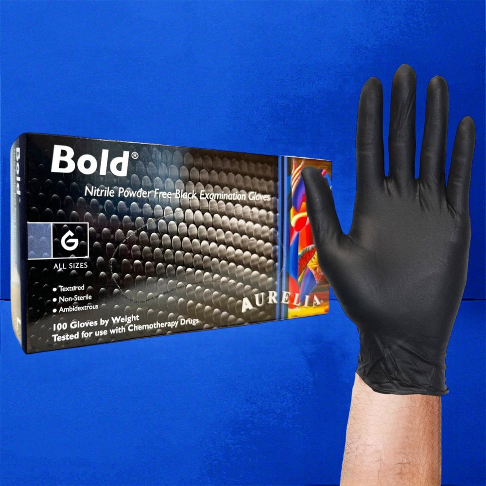 Bold - Black Nitrile Gloves - Powder Free