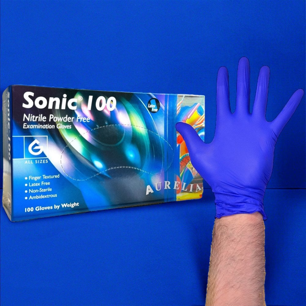 Sonic 100 Cobalt Blue Nitrile Gloves - Powder Free