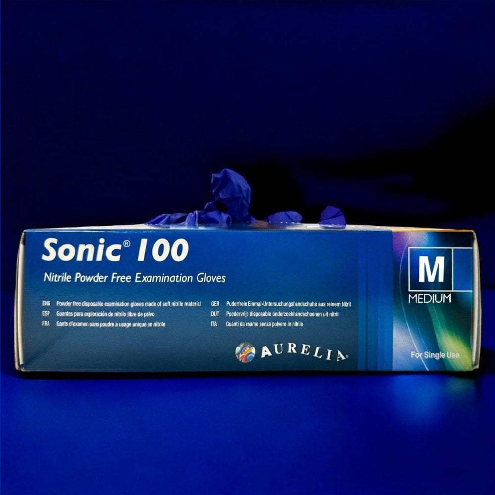 Sonic 100 Cobalt Blue Nitrile Gloves - Powder Free