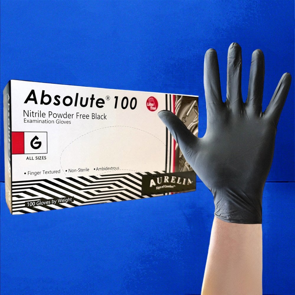 Absolute - Black Nitrile Gloves - Powder Free
