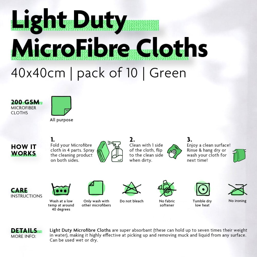 Light Duty Green Microfibre Cloths