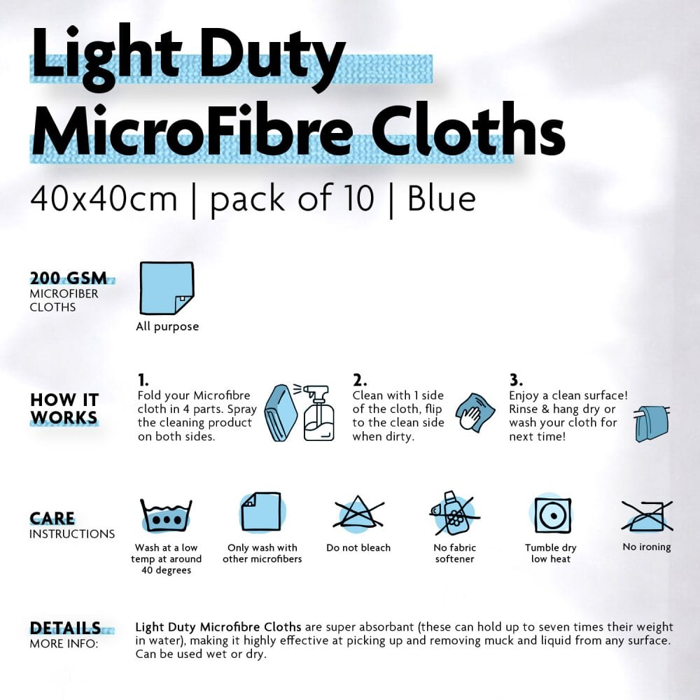 Light Duty Microfibre Cloths - Blue