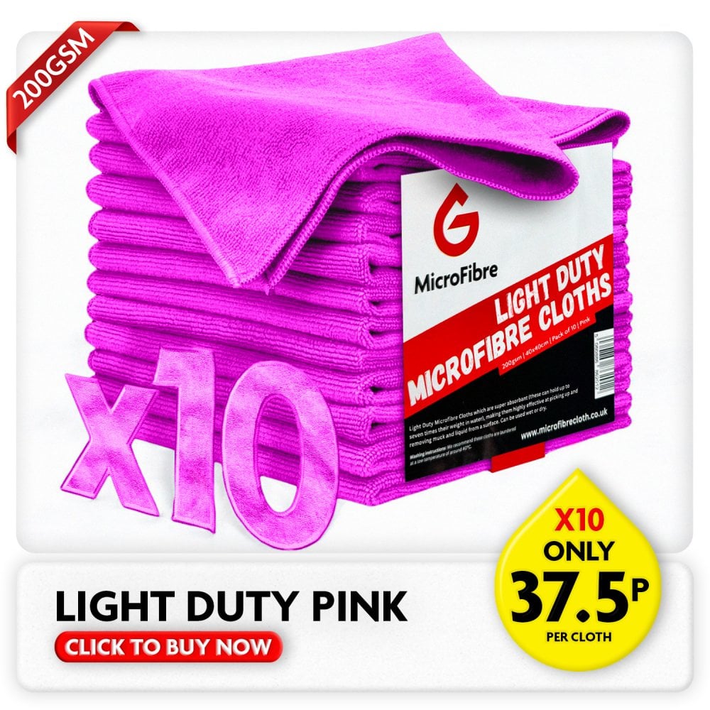 Light Duty Microfibre Cloths - Pink