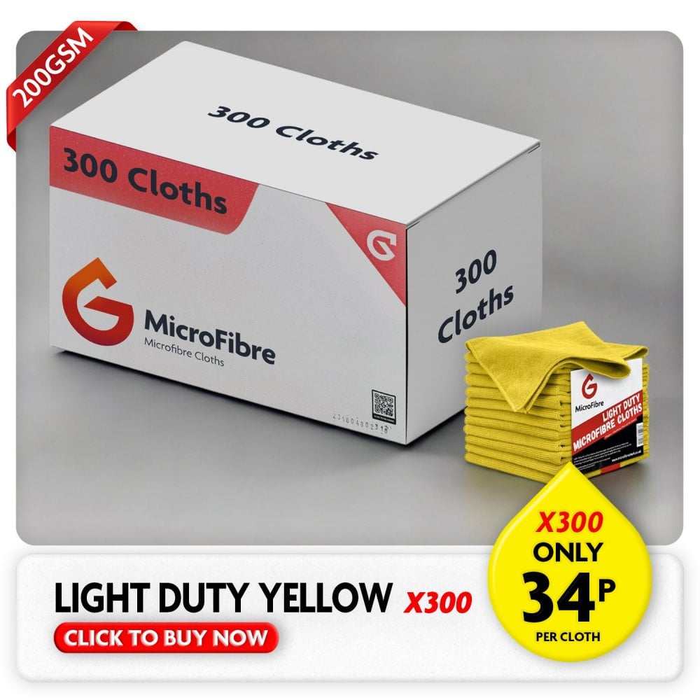 Light Duty Microfibre Cloths - Yellow - 300 Cloths