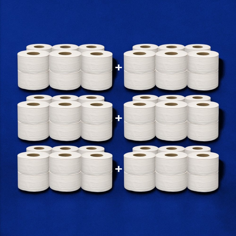 Bundle Offer: £12.75 Per Case - Mini Jumbo Toilet Rolls - 2 Ply - Embossed | 6 Cases