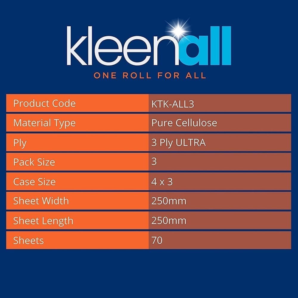 Kleenall Kitchen Rolls - 3 Ply x 12 Rolls | 4 Cases