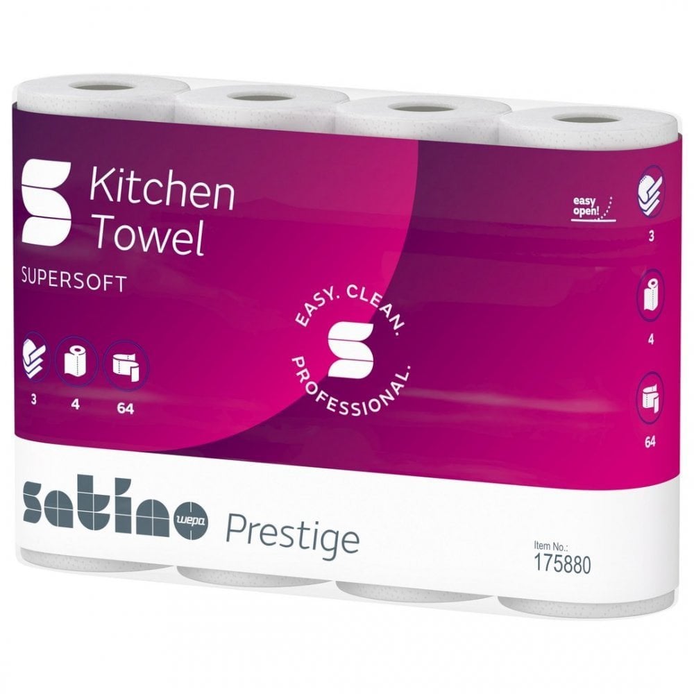 Prestige Premium Kitchen Rolls - 3 Ply x 32 Rolls | 2 Cases