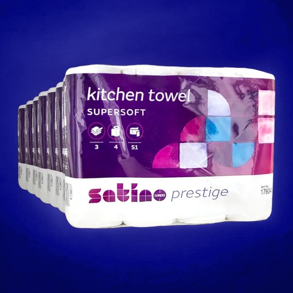 Prestige Premium Kitchen Rolls - 3 Ply x 32 Rolls | 4 Cases