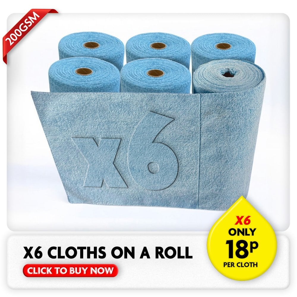 Microfibre Cloths On A Roll - Blue Colour - 6 Rolls