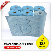 Microfibre Cloths On A Roll - Blue Colour - 6 Rolls