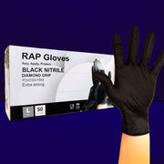 RAP - Black Nitrile Gloves - Powder Free