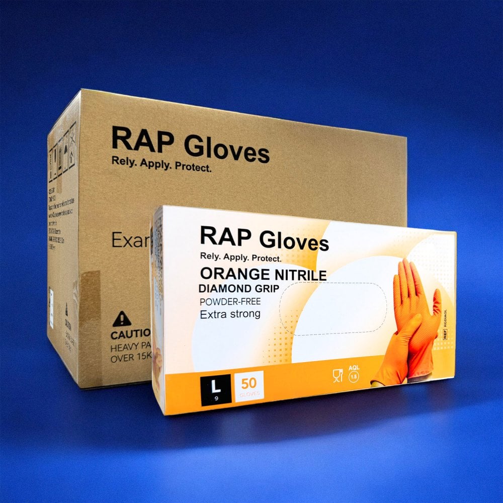 Rap Heavy Duty Orange Nitrile Gloves