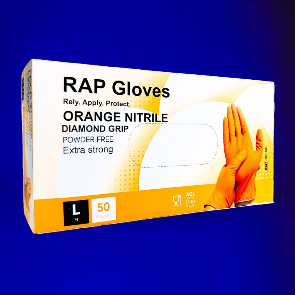 Rap Heavy Duty Orange Nitrile Gloves