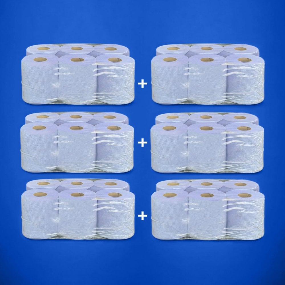 Bundle Offer: Wholesale Blue 2ply Centrefeed Rolls Bundle | 6 Cases